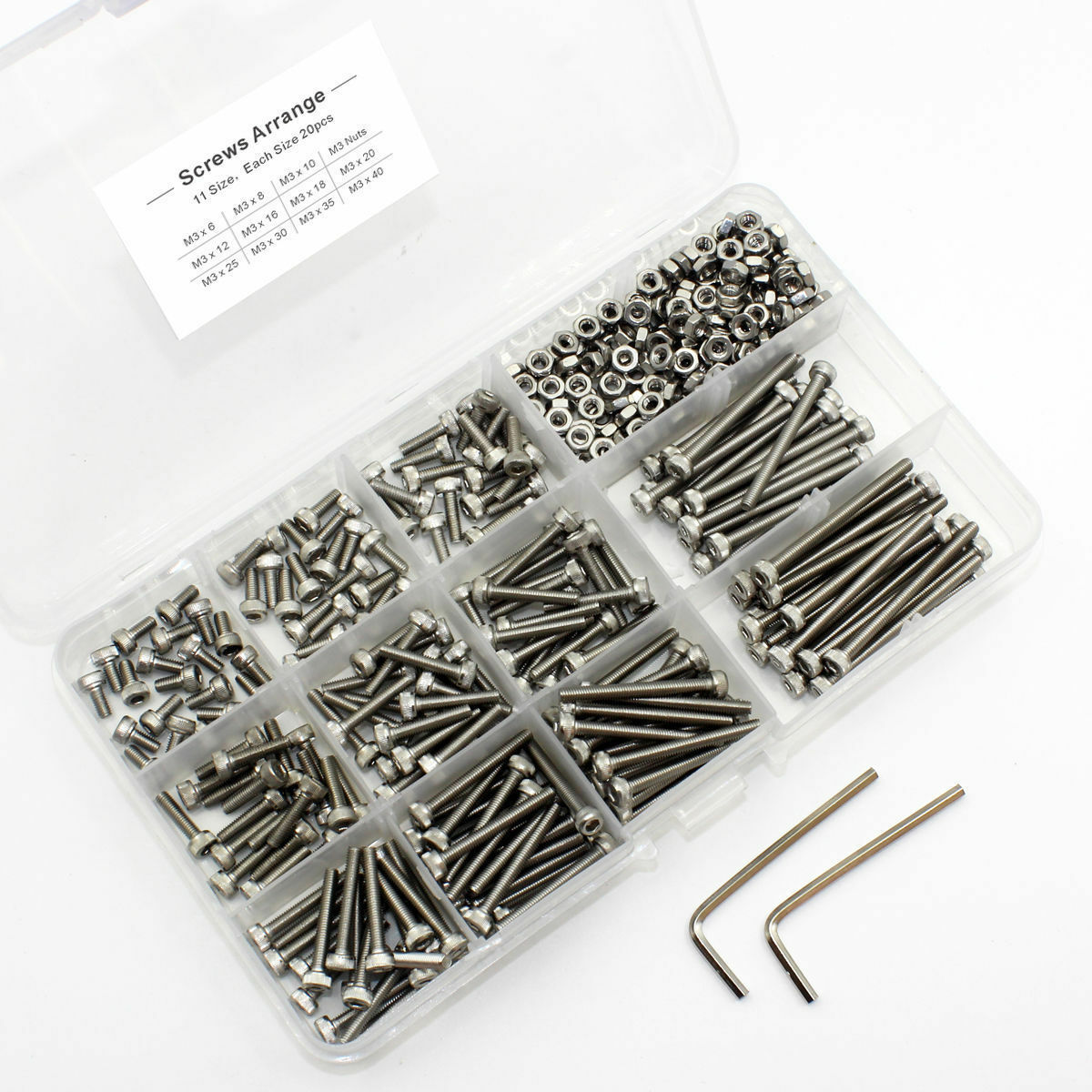 440PCs Stainless Steel Head Socket Hex Set Cap Screw Bolts Nuts Assorted Box Kit