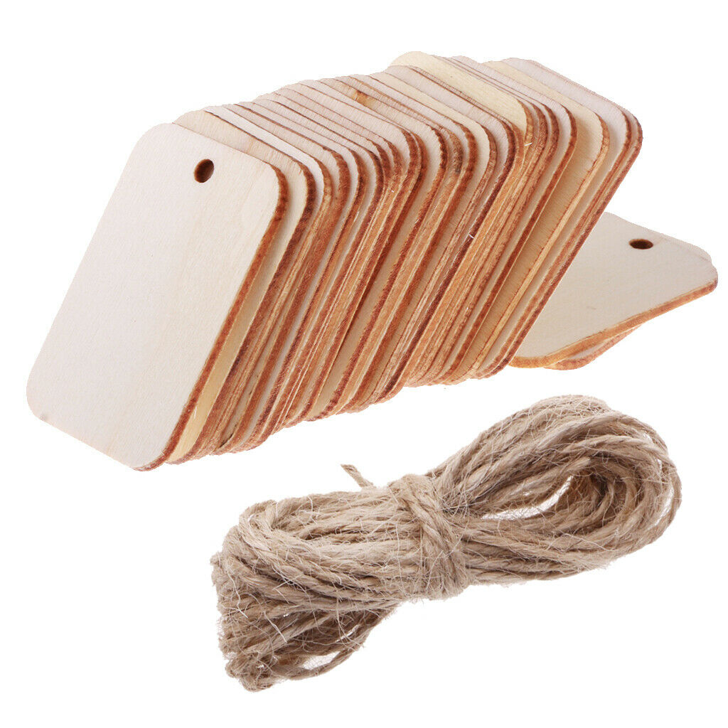 Blank 25x Wooden Gift Tags Price Labels Xmas Charms Pendants Wedding