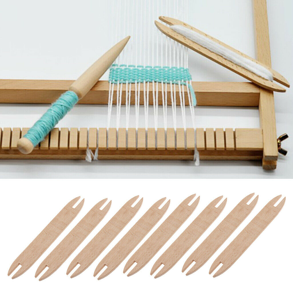 8X Wooden Weaving Knitting Shuttle Sticks Wood Rod Winding Sweater Supply
