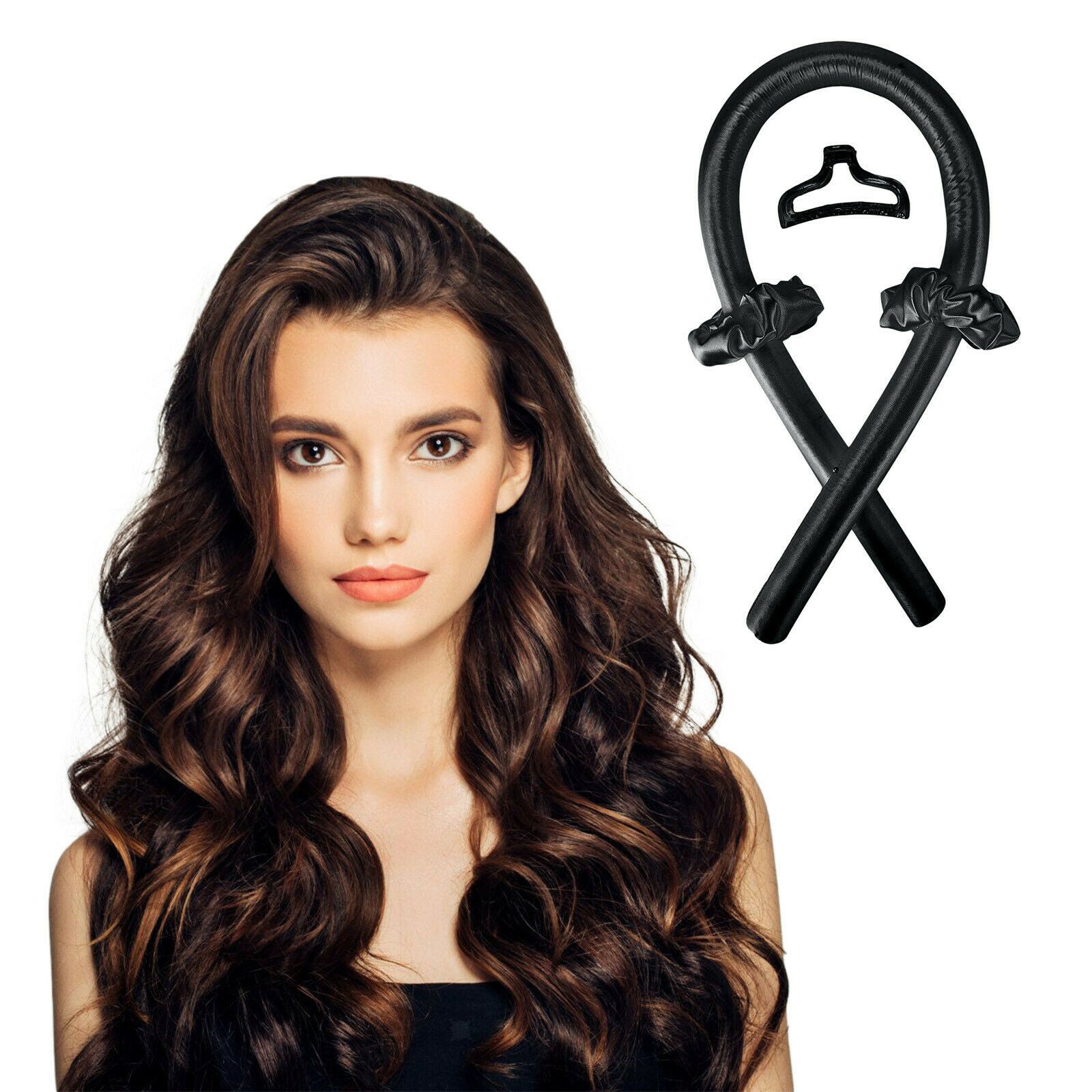 10x Styler Heatless Curling Rod Headband Silk Ribbon Formers DIY Black