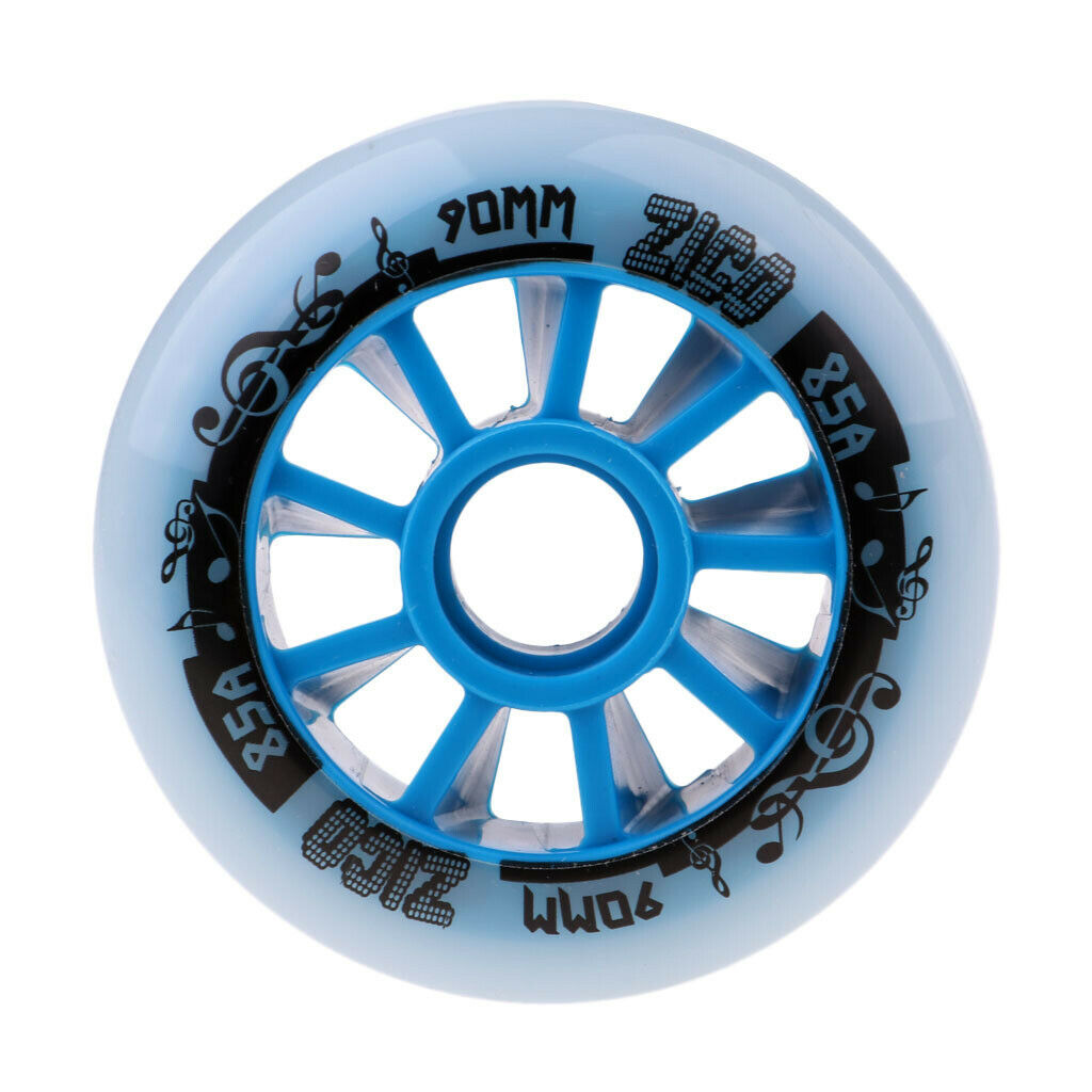 2X Outdoor PU Roller Inline Skates Wheel Replacement Racing Wheels 90mm Blue