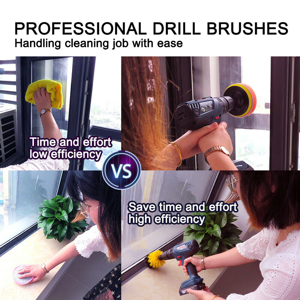 3Pcs Electric Scrubber Brush Drill Brush Kit For Carpet Car Tires Nylon Brushes