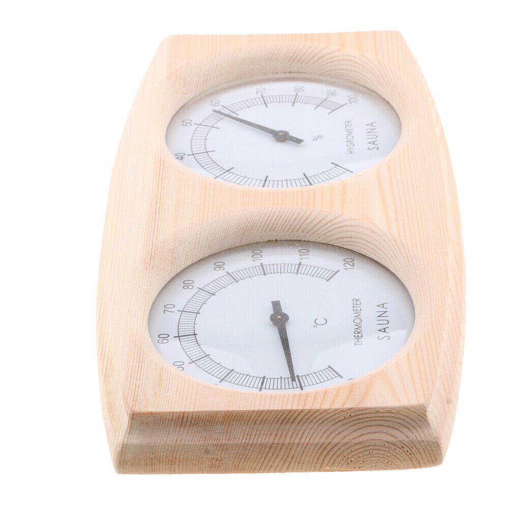 Wood Stylish Glass Fronted sauna Thermometer and Hygrometer (2 in 1 Design)