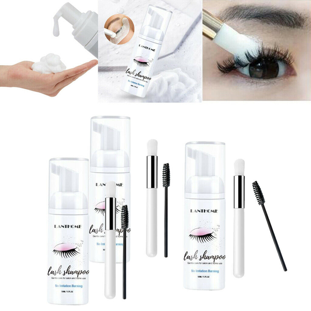3x Eyelash Extension Shampoo 50ml Foam Cleanser to Remove
