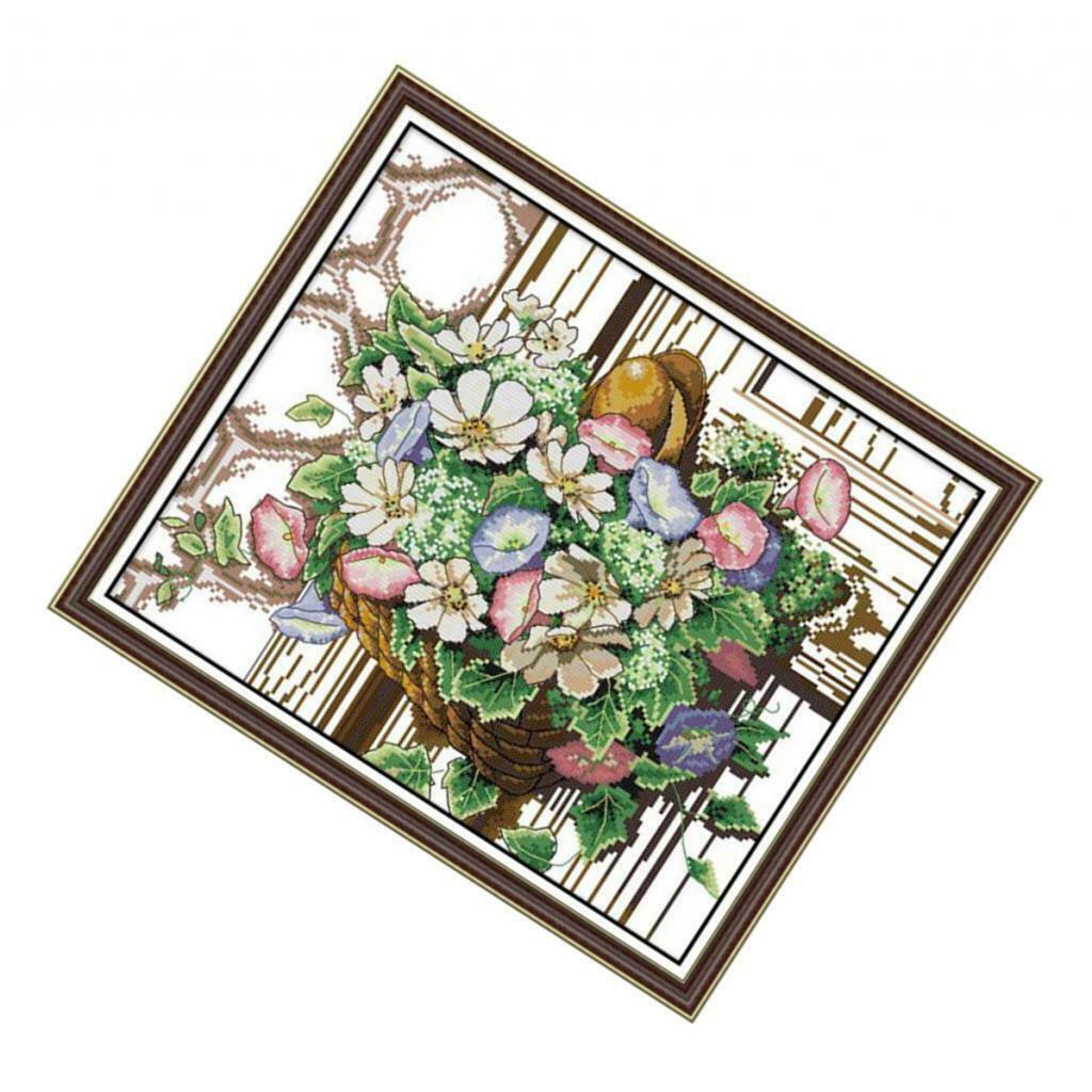 Flower Basket Cross Stitch Kits Beginner Adults Embroidery 14CT Home Decor