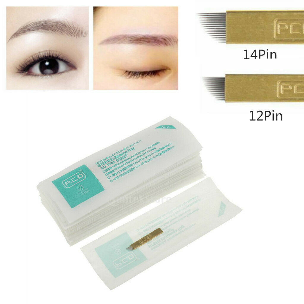 50Piece PCD 12Pin Permanent Makeup Eyebrow Tattoo Blade Microblading Needles