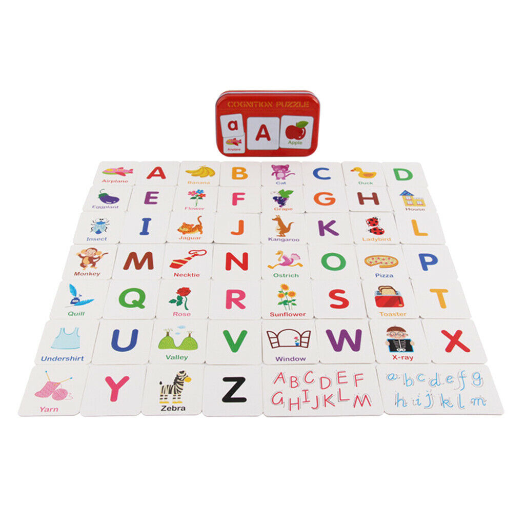 Alphabet Cognition Flash Cards Upper Case and Lower Case With Pictures, Early