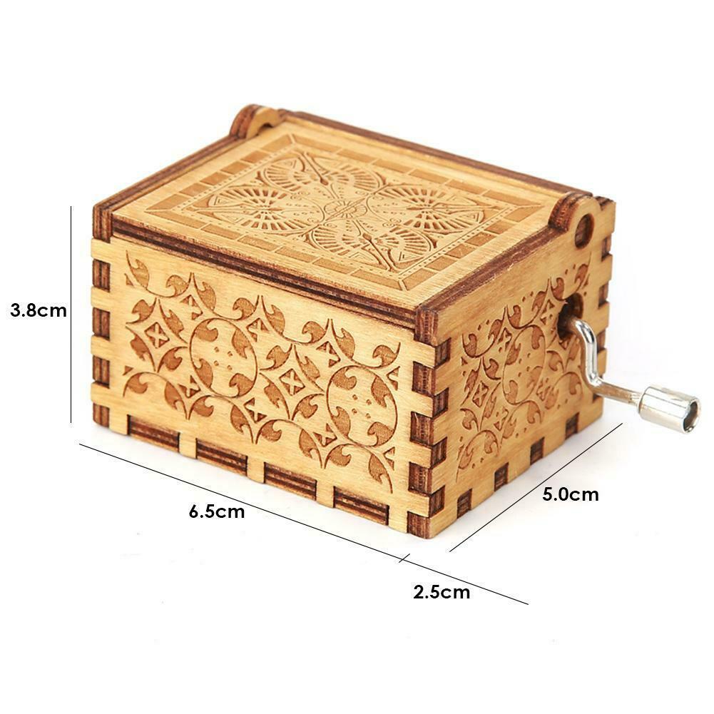Retro Hand Cranked Wood Music Box Party Xmas Gift Household Decor Ornament @