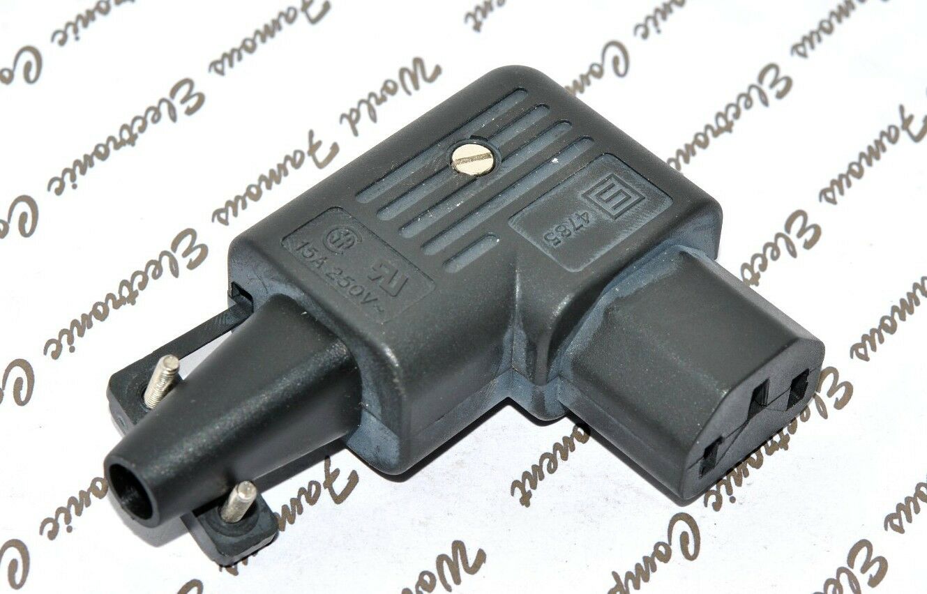 1pcs- SCHURTER 4785.0000 IEC C10 - 90 Deg Re-wireable Female Plug -Connector R/A