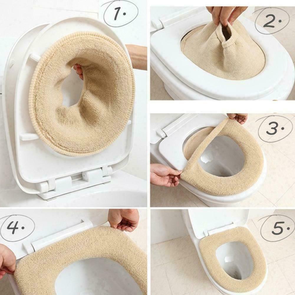 Bathroom Toilet Seat Closestool Washable Soft Warmer Pad Cushion BEST Cover B0P5