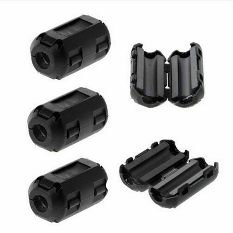 10pcs 5mm Clip-on Noise Ferrite Core Ring Bead Filter RFI EMI Cable Clip Black
