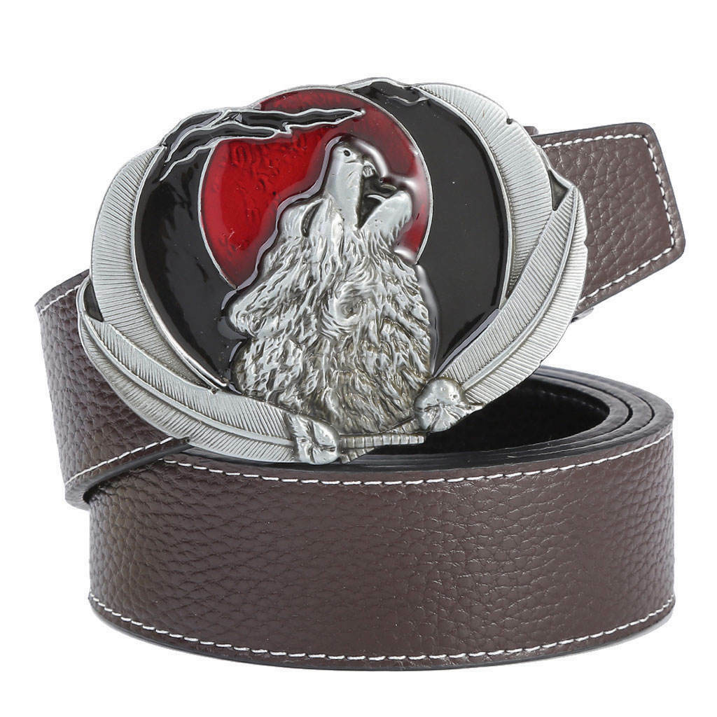 Western Cowboy Belt Waistband with Buckle Skinny PU Wait Belts Men for Pants