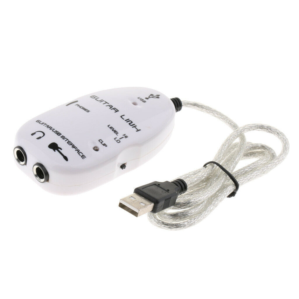 Guitar to USB Link Cable Stereo Headphone Adapter for Instruments Recording