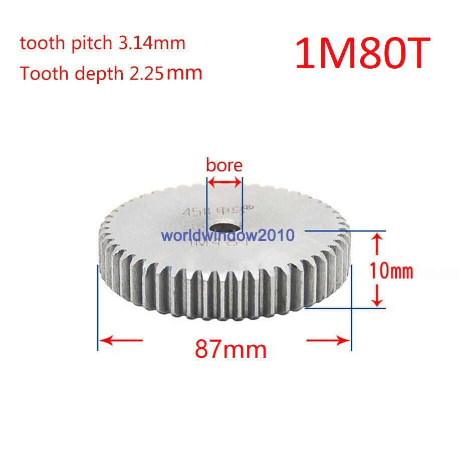 1 Mod 80T Spur Gears #45 Steel Pinion Gear Tooth Diameter 82mm Thickness 10mm
