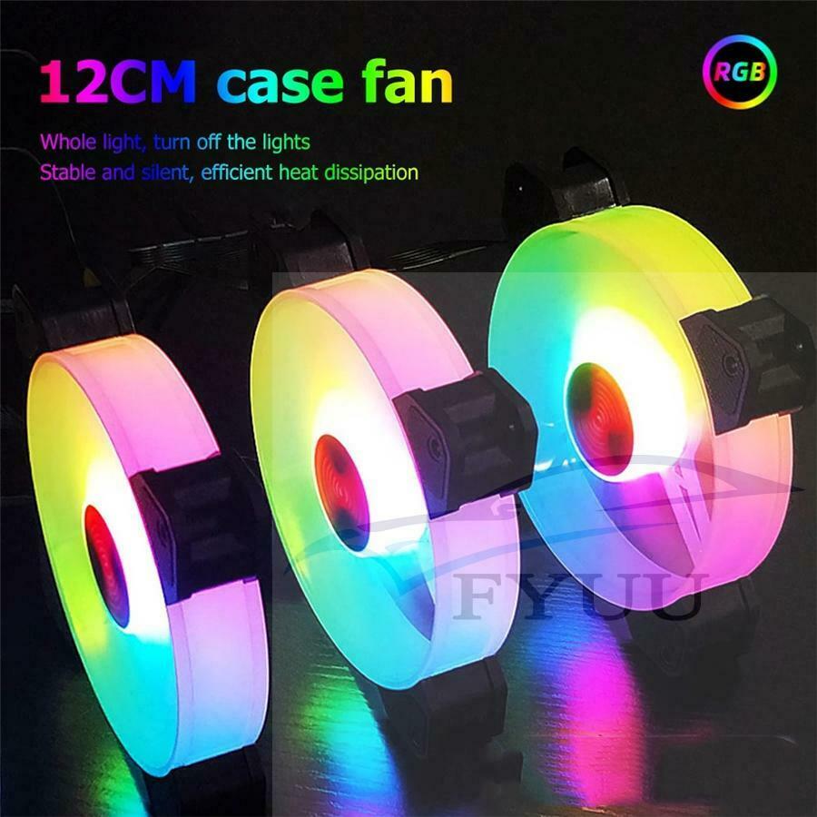 6x 120 mm Computer Case Fan RGB Fan Adjustable Colorful Lamp Light Adjust Cooler