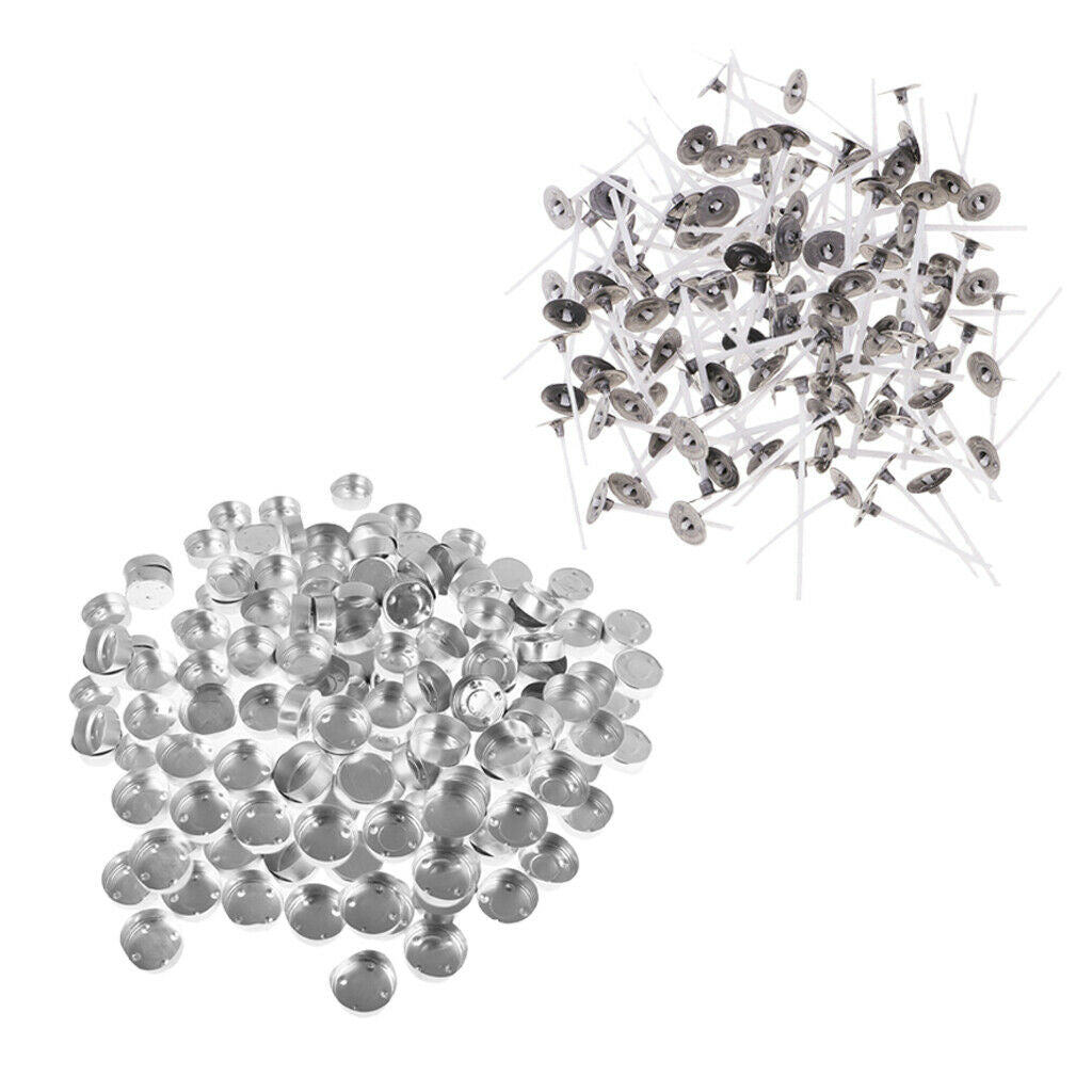 400 Pieces Tea Light Aluminum Empty Candle Cup /Container & 35mm Candle Wicks