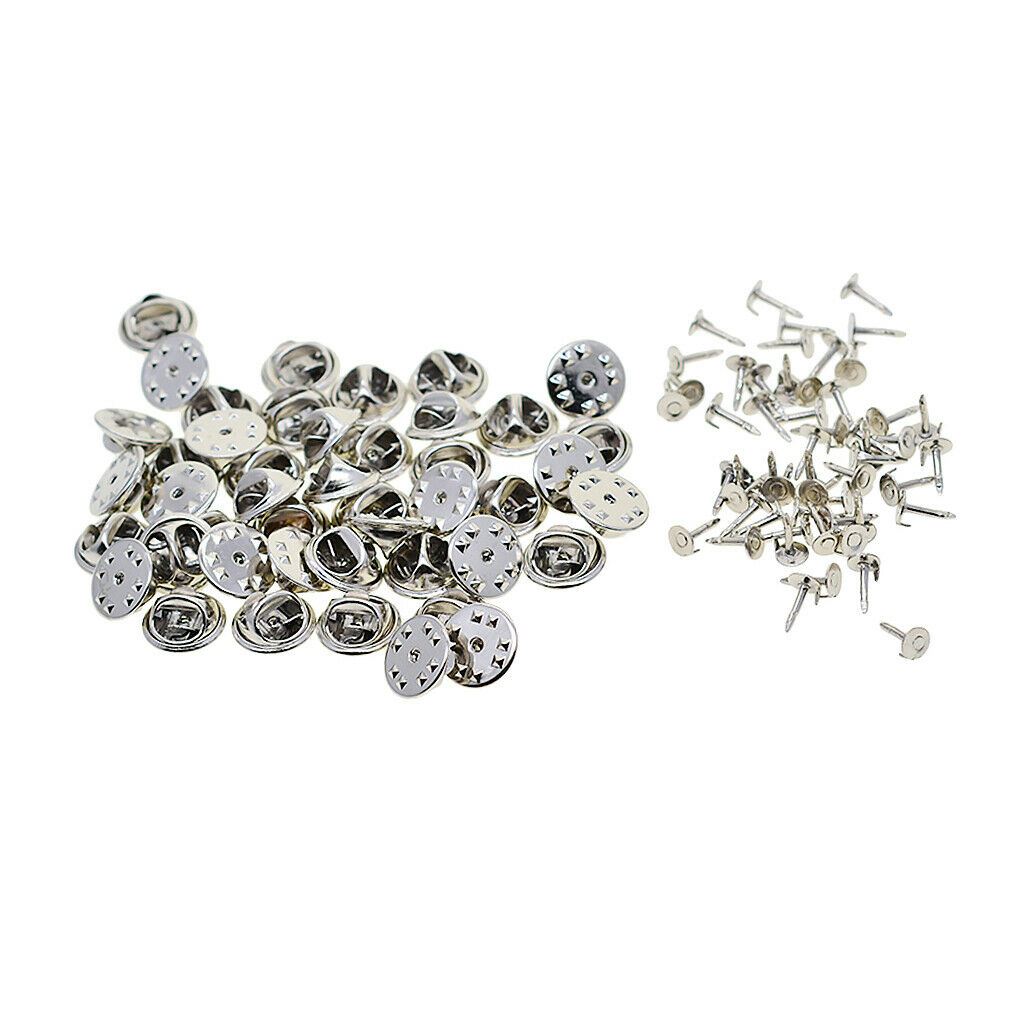 50 sets badge hat pin metal tie back lapel butterfly clasp