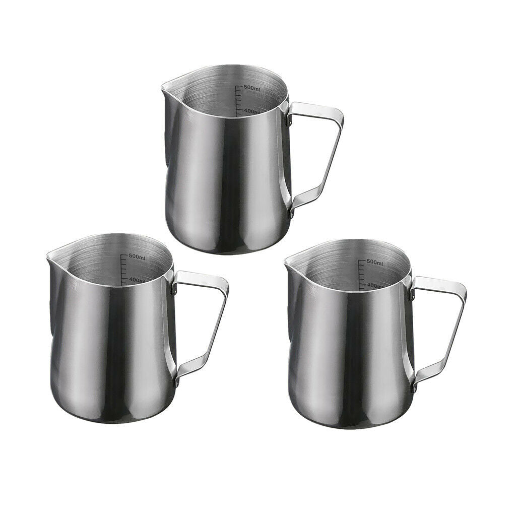 Set of 3 Milk Tea Coffee Jug with Scale Kitchen Utensil Milk Jug 600ml