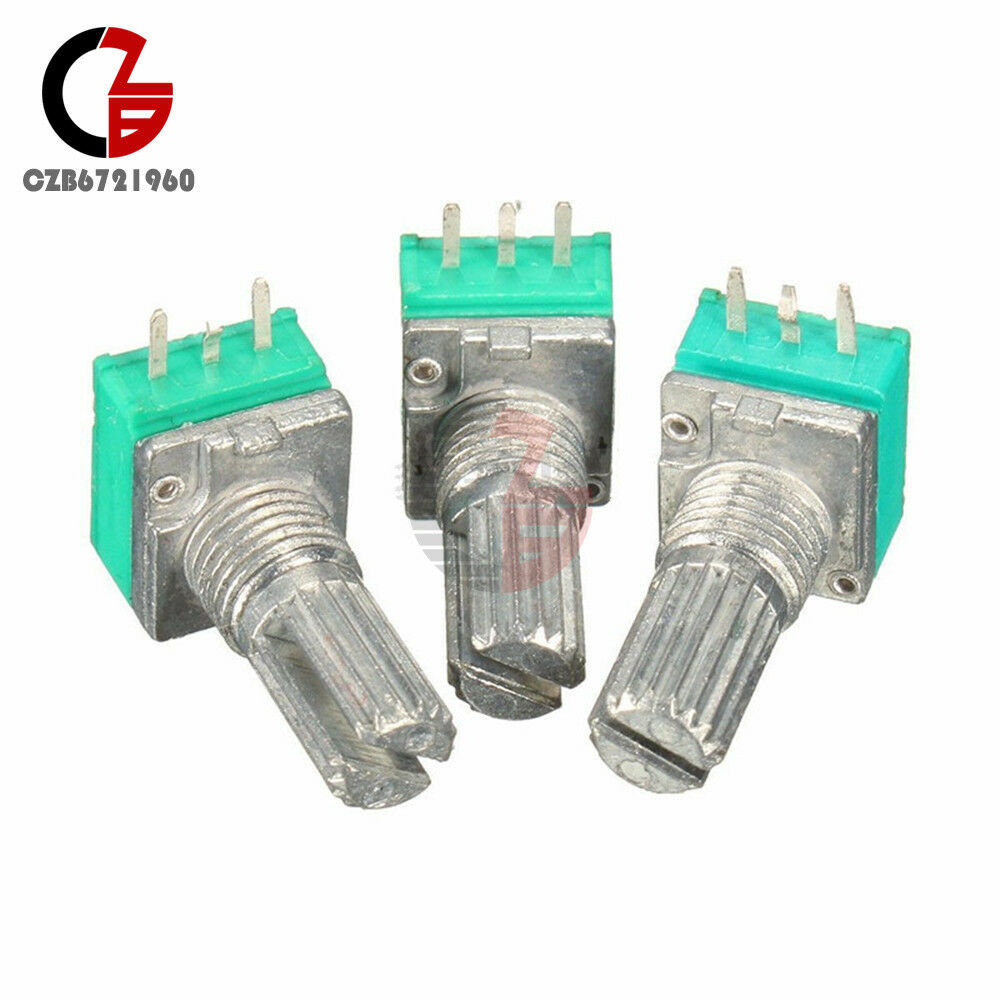 3PCS 6mm Knurled Shaft Single Linear B Type 10K ohm 3 Pin Rotary Potentiometer