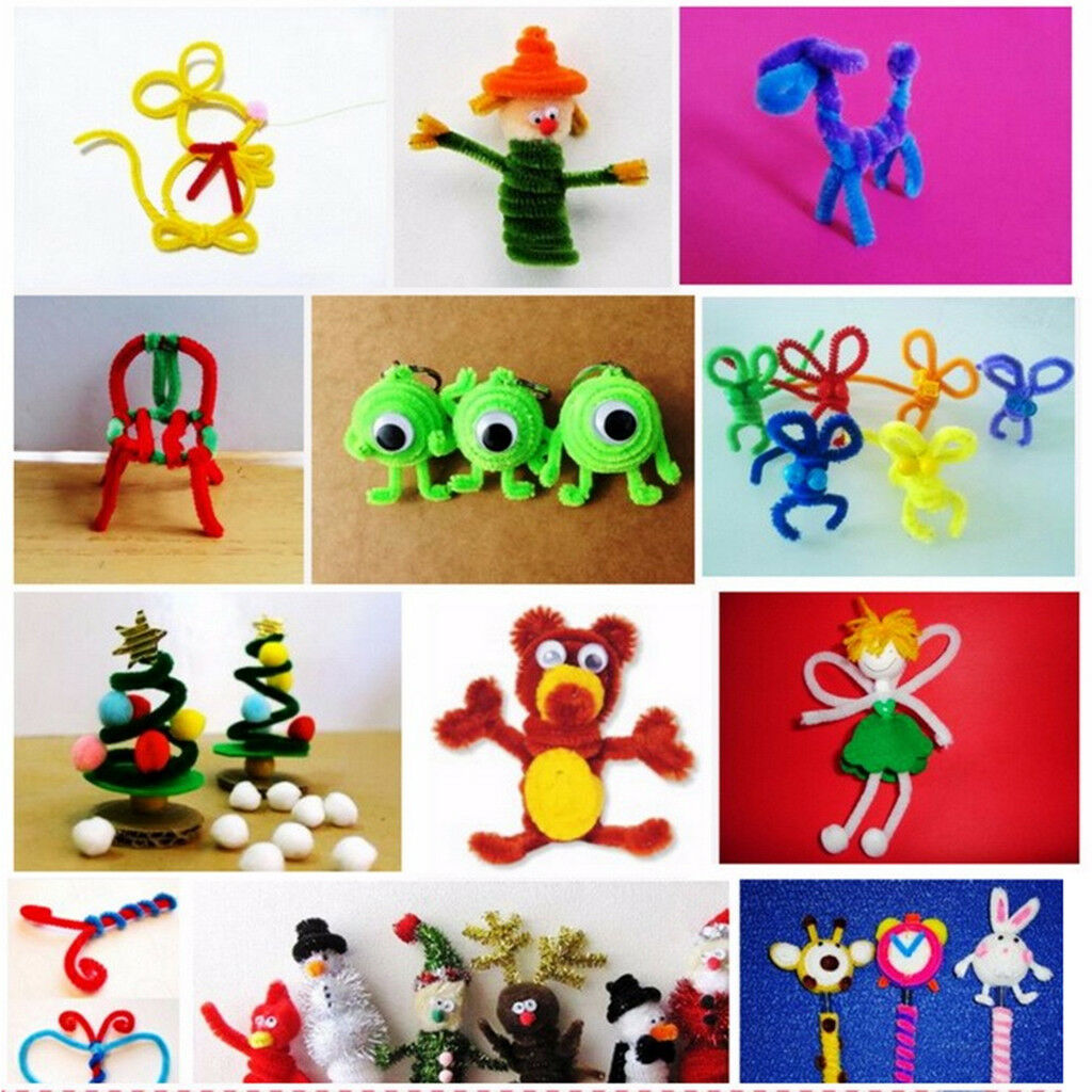 100pcs 30cm Chenille Stem Pipe Cleaner Twist-Flex Rods Plush Sticks White