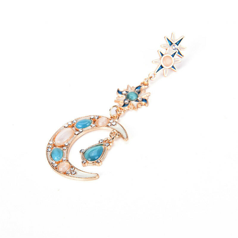 New fashion star sun and moon crystal diamonds studs pendants beautiful ear M Qx
