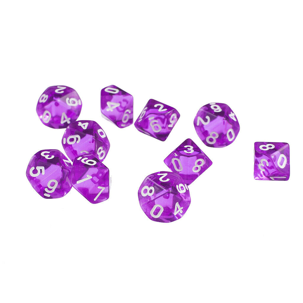10 Piece D10 Polyhedral Dice 10 Sided Dice