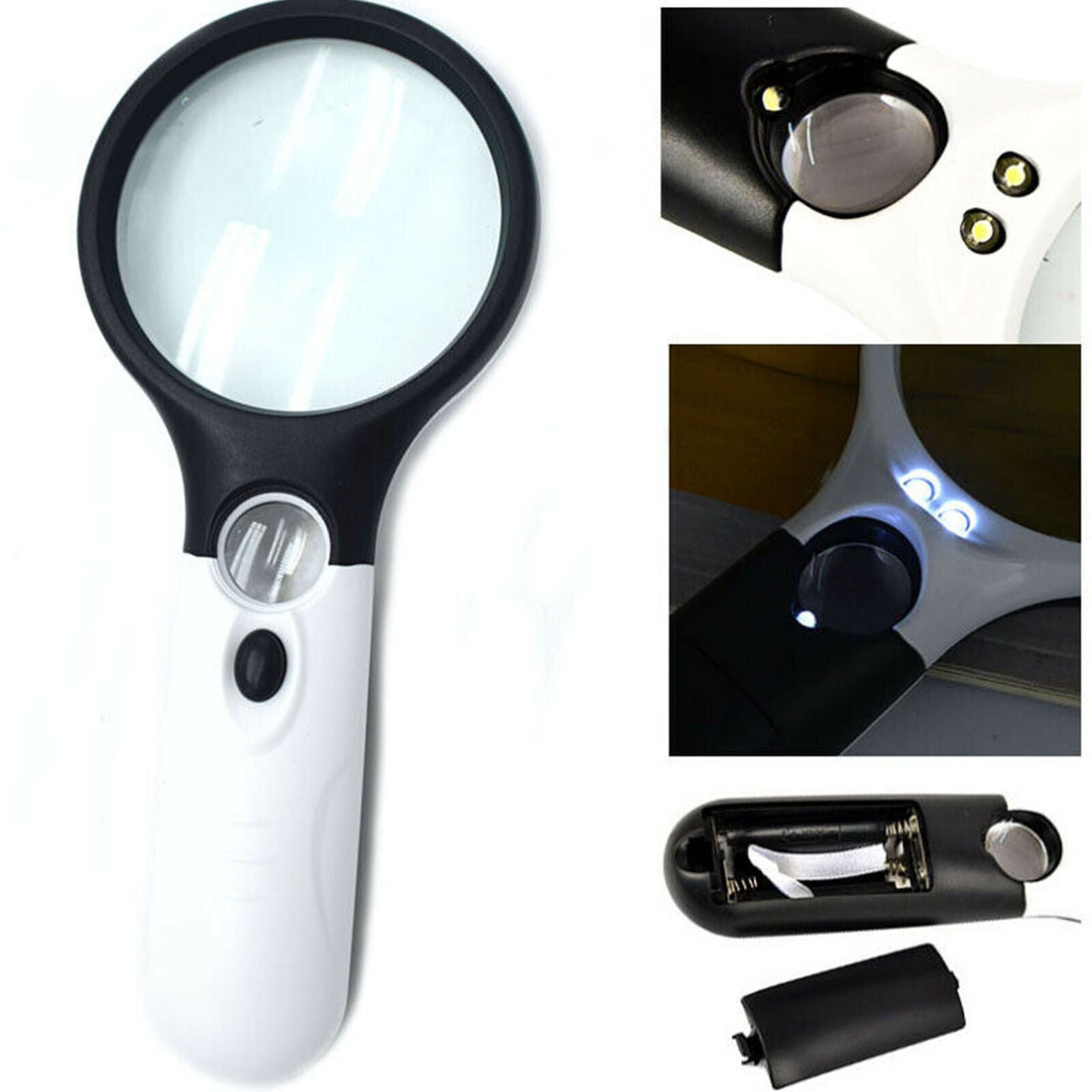 3LED Light 45X Handheld Magnifier Reading Magnifying Glass Lens Jewelry Loupe
