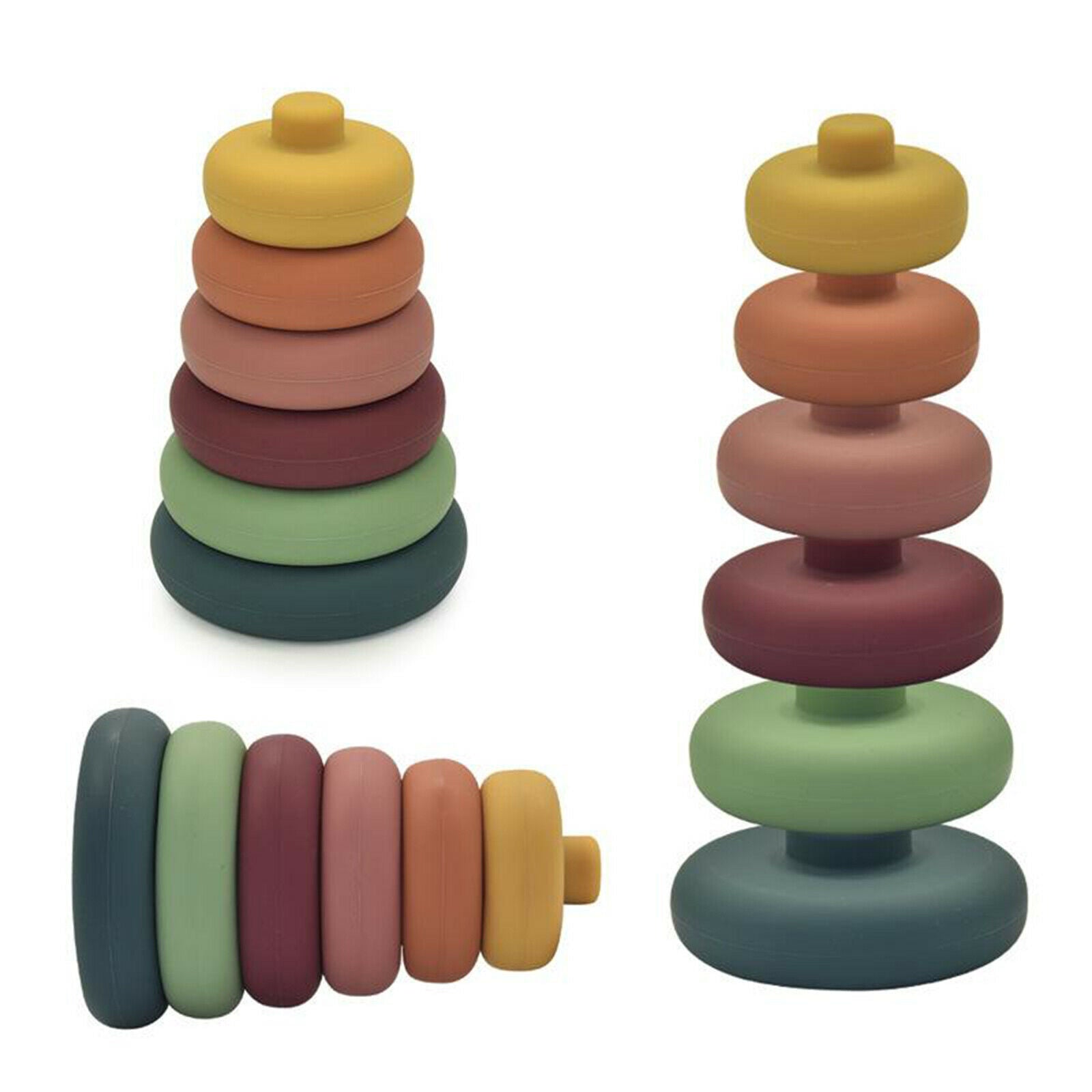 6pcs Baby Silicone Stacking Rings Toys Blocks Learning Educational Toys