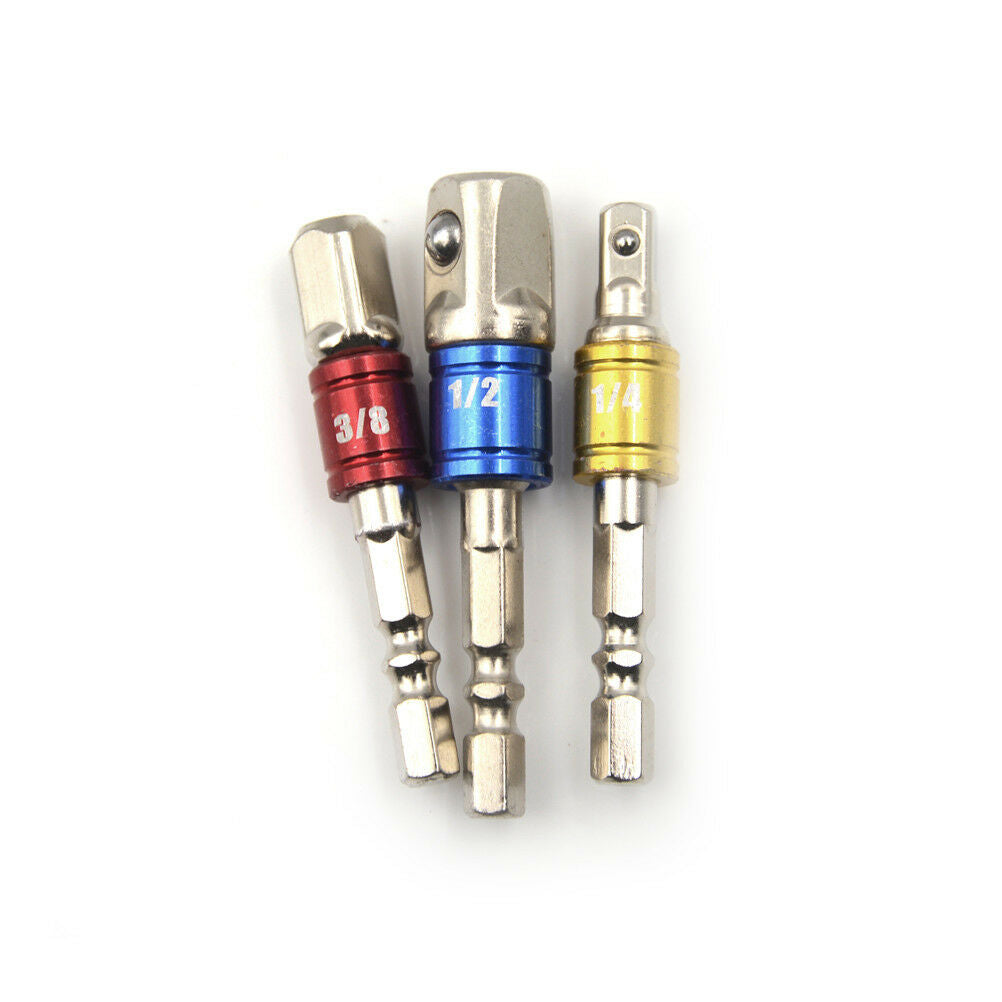 3Pcs Hex Square Nut Driver Drill Extension Bit Adapter Socket Wrench Adapter  SJ