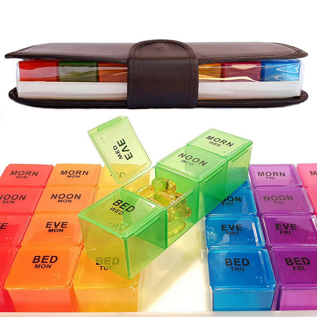 Weekly Travel Case Multicolor Plastic Moisture-Resistant Leather Pill Box