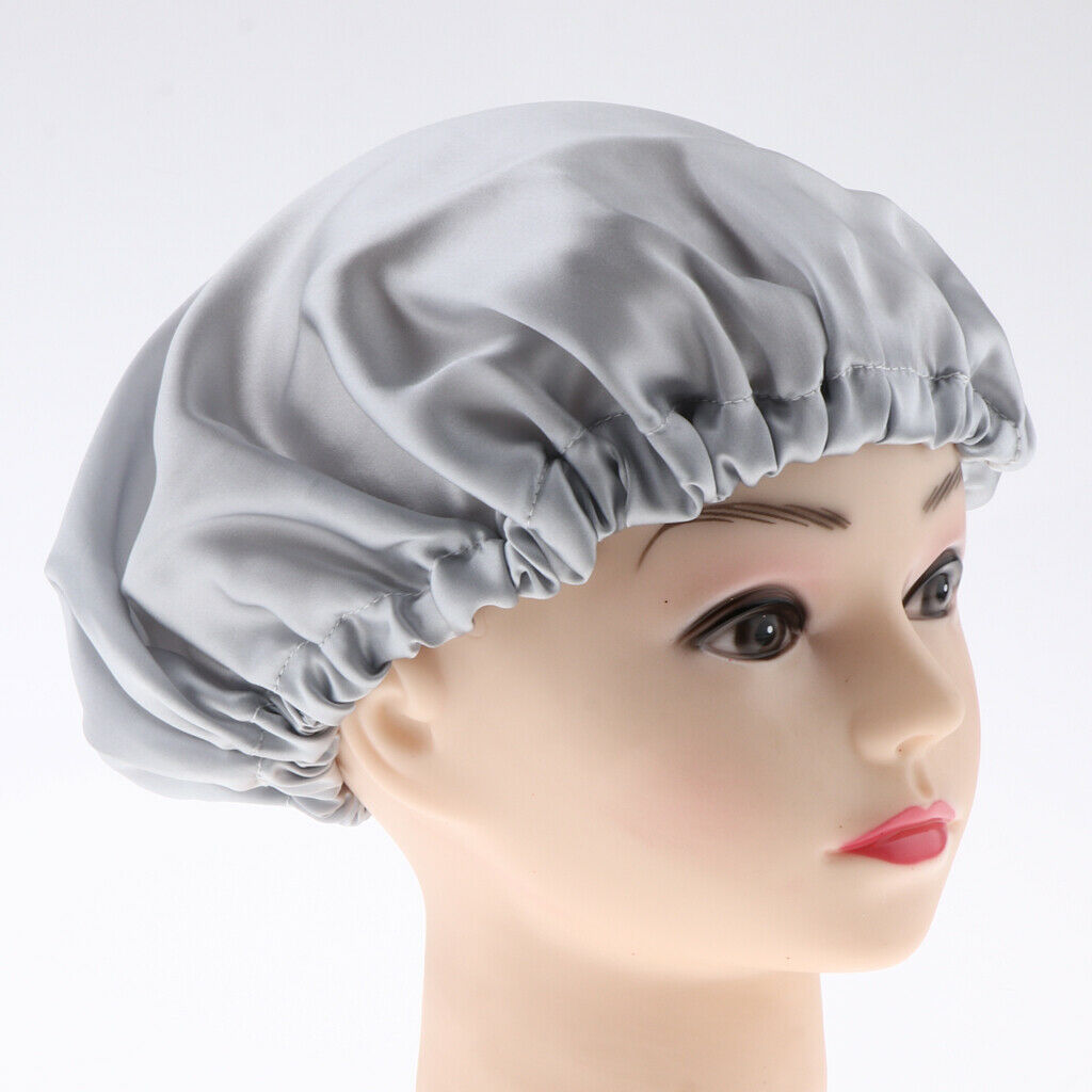 100% Silk Hair Bonnet for Women Girls Sleeping Salon   Sleep Hat Gray