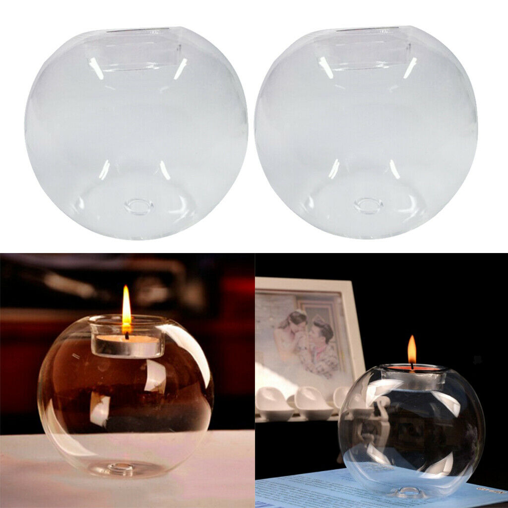 2pcs Tealight Glass Candle Holder By Vetro Sfera for Home, Wedding Or Gift