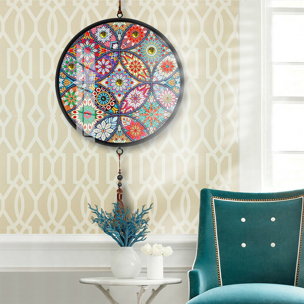 Mandala Pendant Coffee Tassel DIY Diamond Painting Special Shape Home Mural @