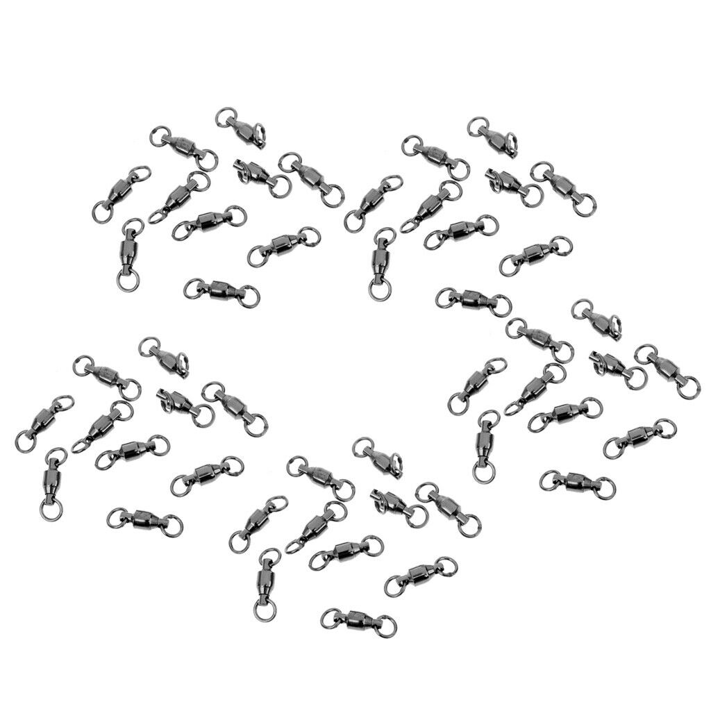 50 Pieces Ball Bearing Swivels Rings Clips Black Anticorrosion Fishing Accessory