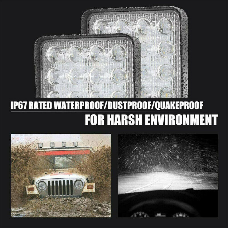 4Pcs 48W LED Square Work Light Pods Flood Spot Lamp Car Truck Off Road Tractor