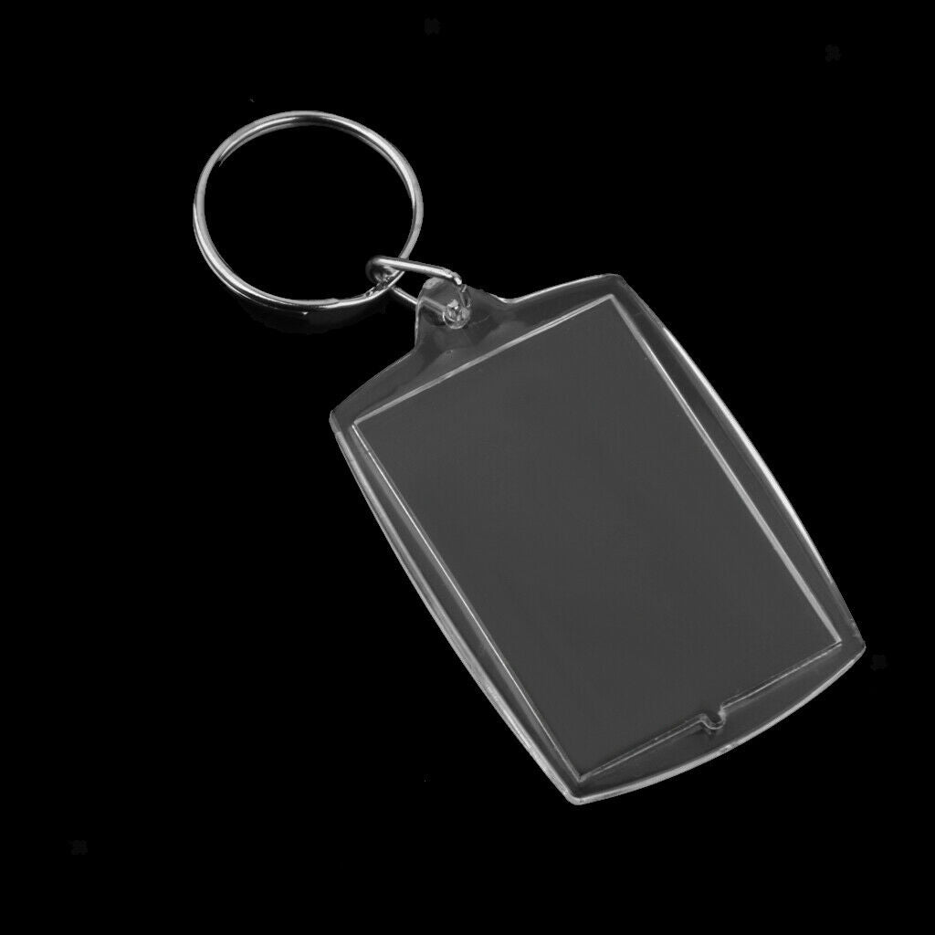 20 Clear Acrylic Hanging Trays with Keychain, Oblong, 40 X 56 Mm, Blank Photo