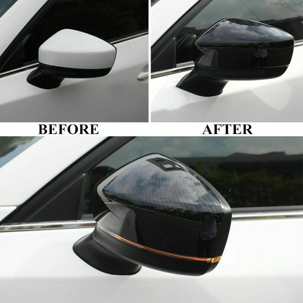 Carbon Fiber Rearview Caps Trim Rearview Side Mirror Cover For Mazda CX-5 17-21