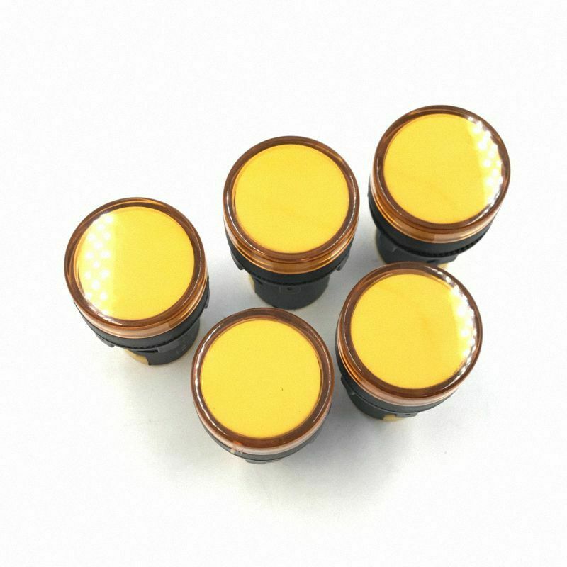 10pcs 220V 22mm Yellow LED Indicator Pilot Signal Light Lamp [M_M_S]
