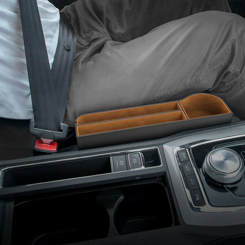1PCS 2Layer Water Cup Holder PU Leather Storage Box Tray Car Seat Side Organizer