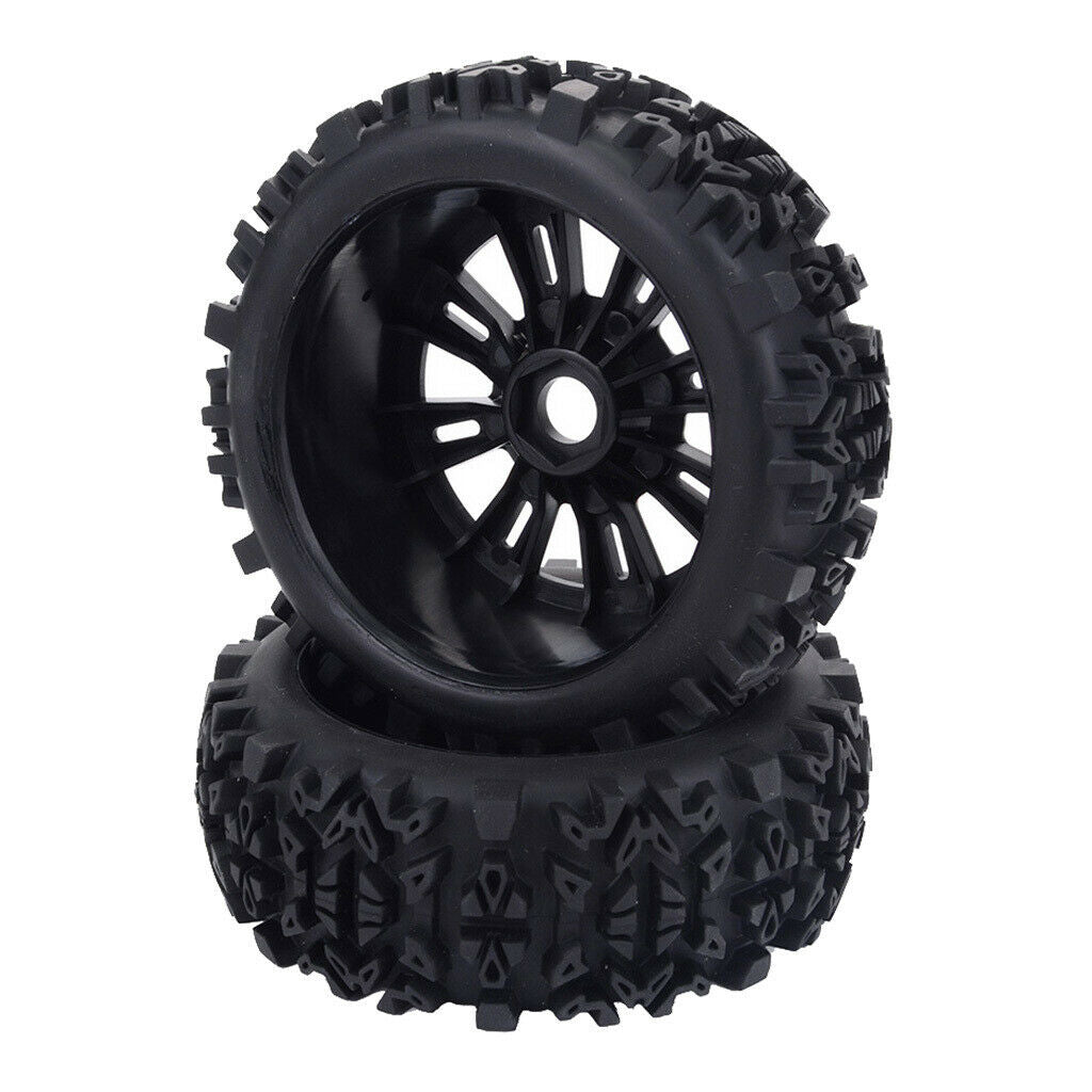 2 Pieces 120mm Wheel Rim Rubber Tires for 1:8 RC Car Truck Replacement