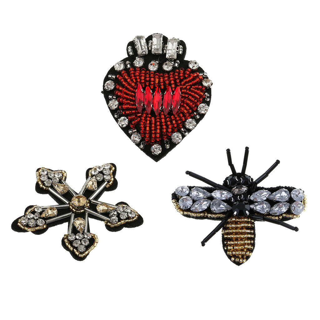3x glitter patches application patches for sewing and ironing, for