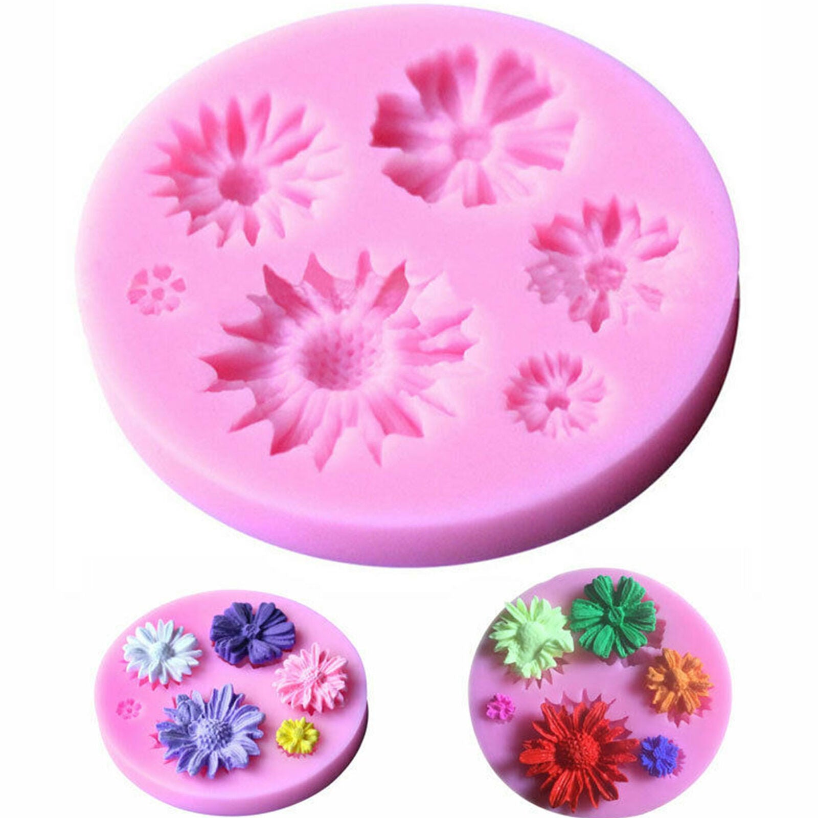 Mini Daisy Flower Shape Fondant Mold Silicone Pastry Cake Decor Mould Bake Tool
