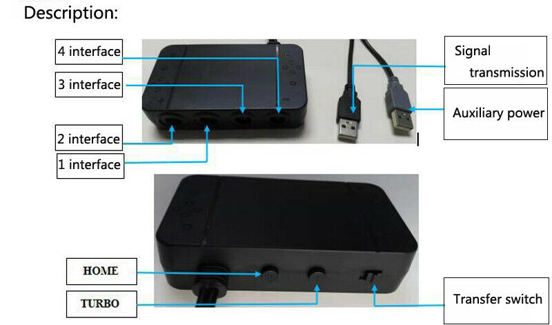 New For Nintendo Wii U/PC/NGC/Switch Controller 4 Ports USB Adapter Converter