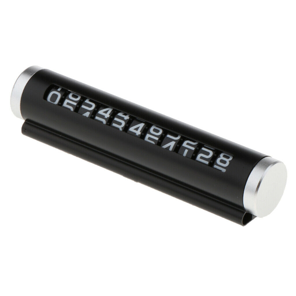 Aluminum Auto Park Stop Telephone Rotate Car Temporary Parking Card Black