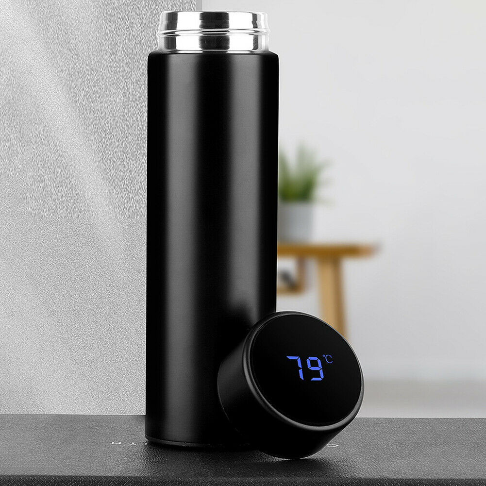 500mL Smart Insulation Cup Stainless Steel LED Touch Screen Water Bottle @