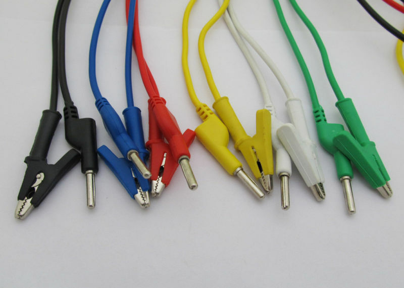 1set Banana plug to Alligator silicone cable 6 colors 1M