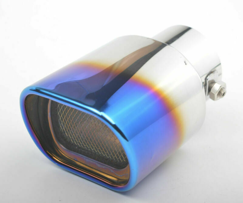 Blue Grilled Square Tube Auto Car SUV Exhaust Pipe Tip Tail Muffler Exhaust Pipe