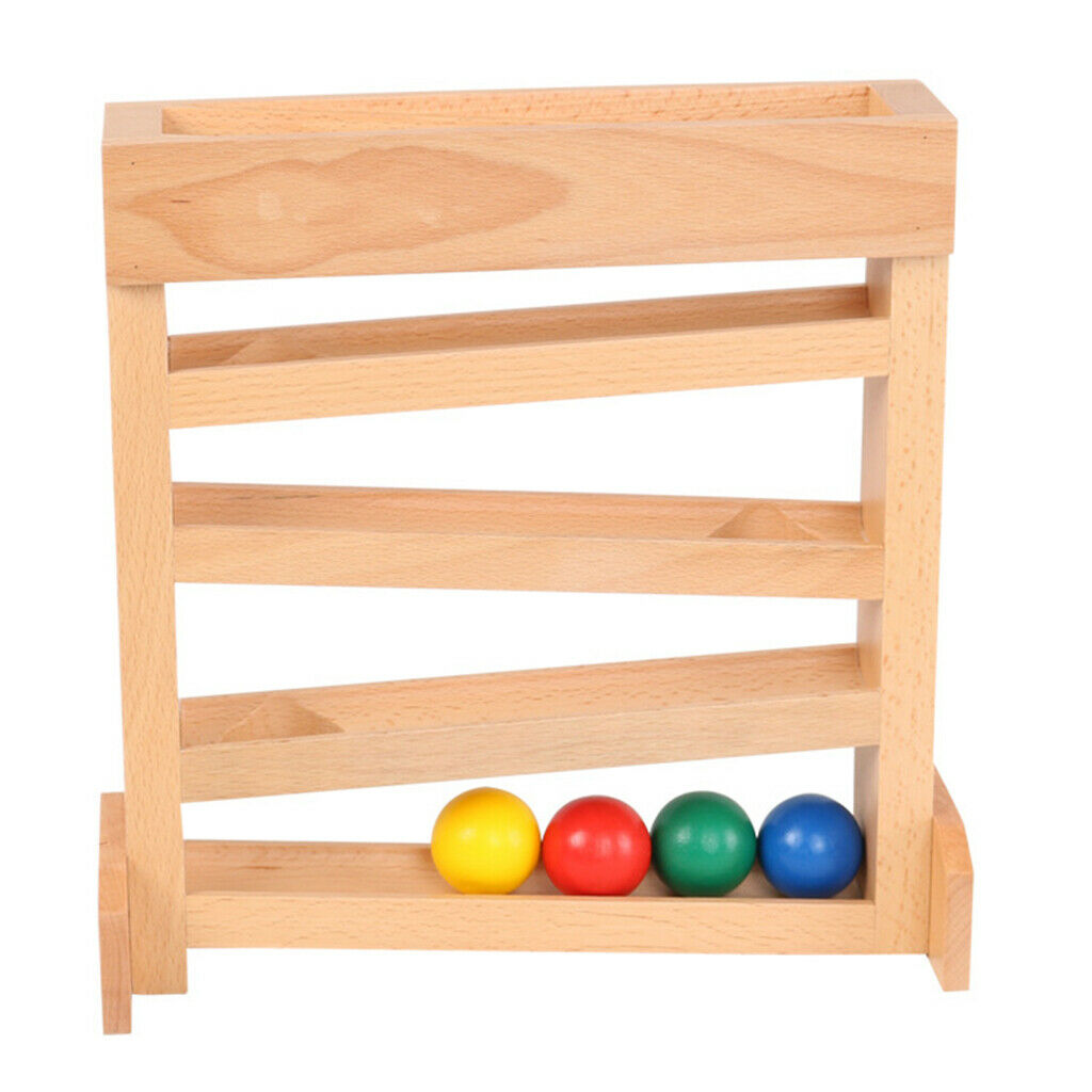 5 Layers Wooden Ball Ramp Racer with 4 Balls Montessori Toys for Toddlers