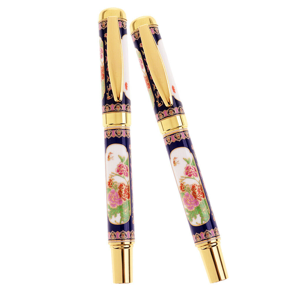 2pcs Chinese Element Peony Pattern Fountain Pen Writing Smoothly Writing
