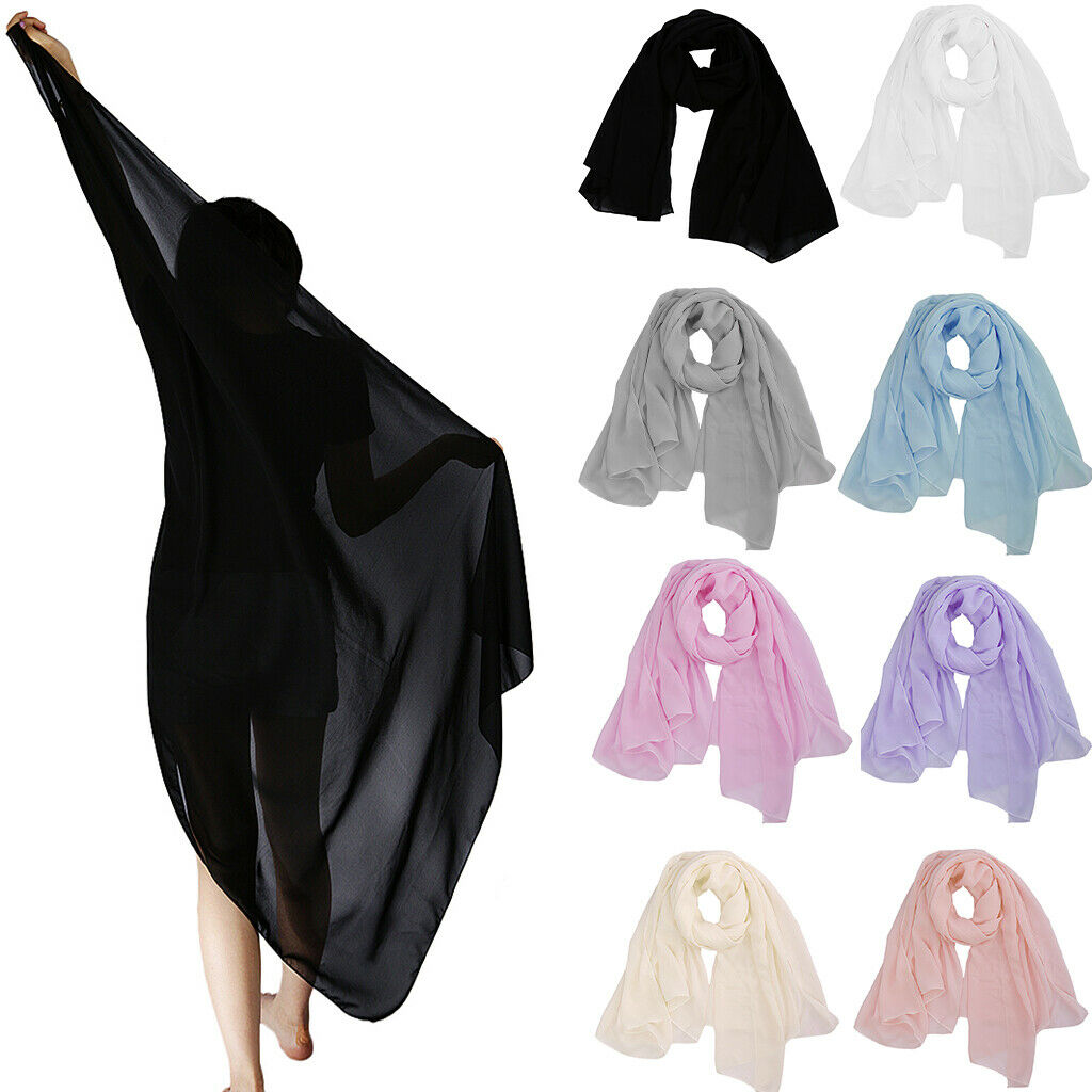 Women Large Chiffon Swimwear Pareo Scarf Beach Cover-Up Wrap Sarong White